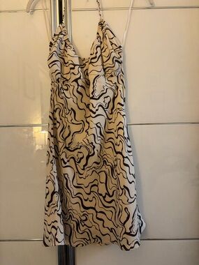 Abercrombie & Fitch Beige & Black Abstract Slip Dress
